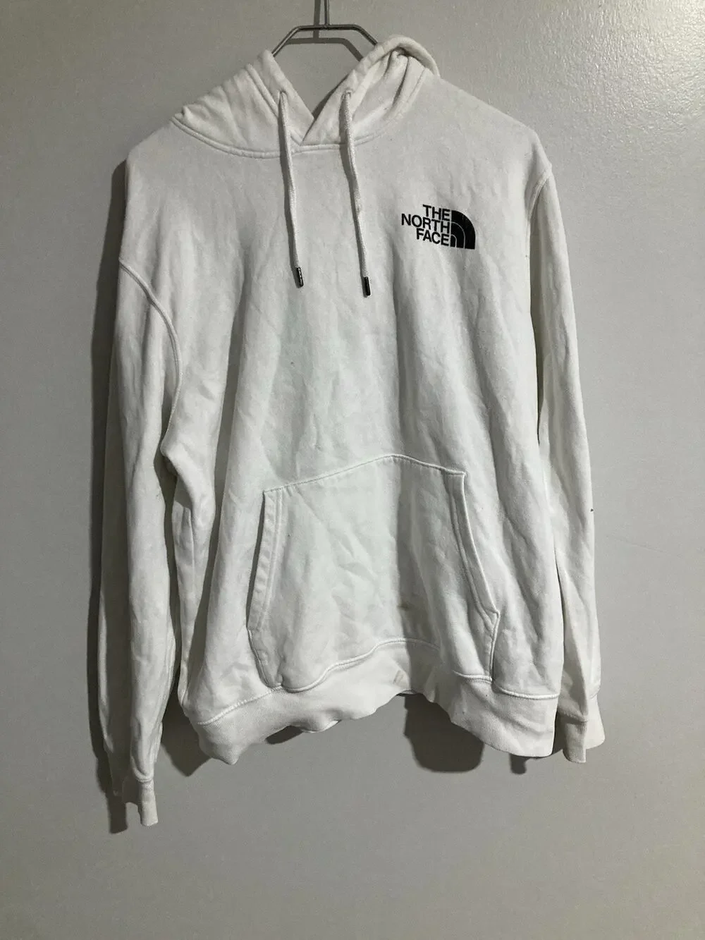 The North Face Mens Sweater Large White Hoodie Fleece Sweatshirt Pullover Logo